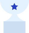 A white trophy with a blue star on it.