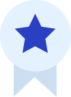 A blue star on a white badge