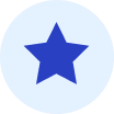 A blue star in a white circle.